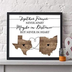 Two State Print | Personalized Grandparent Sign | Long Distance Gift | Going Away Gift | Moving Away Present | State to State Gift | Mother's Day Gift | Father's Day Gift