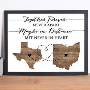 Two State Print | Personalized Grandparent Sign | Long Distance Gift | Going Away Gift | Moving Away Present | State to State Gift | Mother's Day Gift | Father's Day Gift