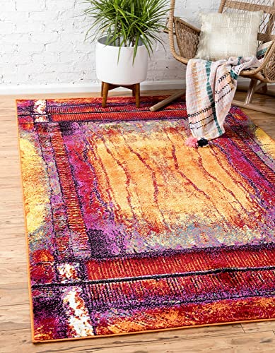 Unique Loom Metro Collection Contemporary Abstract Lantern Area Rug, 8' 0" x 10' 0", Yellow/Red