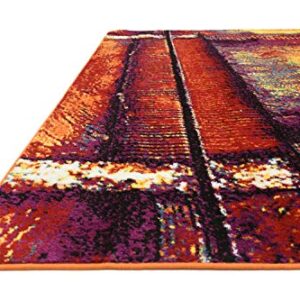 Unique Loom Metro Collection Contemporary Abstract Lantern Area Rug, 8' 0" x 10' 0", Yellow/Red