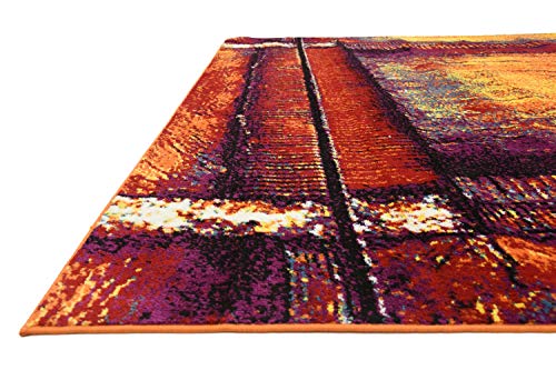 Unique Loom Metro Collection Contemporary Abstract Lantern Area Rug, 8' 0" x 10' 0", Yellow/Red