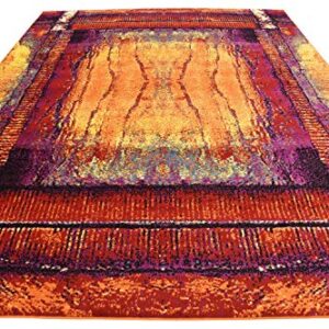 Unique Loom Metro Collection Contemporary Abstract Lantern Area Rug, 8' 0" x 10' 0", Yellow/Red