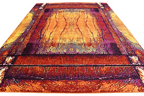 Unique Loom Metro Collection Contemporary Abstract Lantern Area Rug, 8' 0" x 10' 0", Yellow/Red
