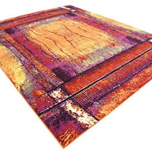 Unique Loom Metro Collection Contemporary Abstract Lantern Area Rug, 8' 0" x 10' 0", Yellow/Red