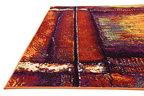 Unique Loom Metro Collection Contemporary Abstract Lantern Area Rug, 8' 0" x 10' 0", Yellow/Red