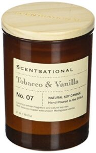 scentsational apothecary-tobacco & vanilla candle, medium, amber, 11 ounce