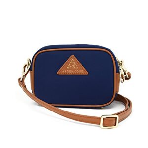 anti-theft waterproof mini cross-body bag with adjustable faux leather strap (navy)