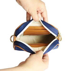 Anti-Theft Waterproof Mini Cross-Body Bag with Adjustable Faux Leather Strap (Navy)