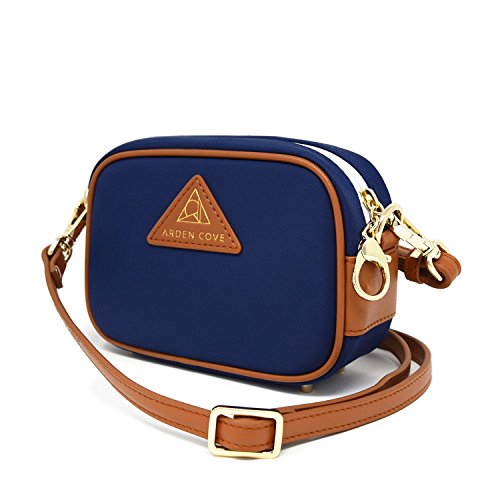 Anti-Theft Waterproof Mini Cross-Body Bag with Adjustable Faux Leather Strap (Navy)