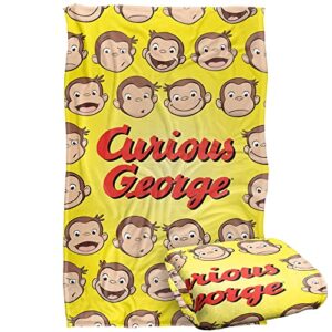 Trevco Curious George Heads Silky Touch Super Soft Throw Blanket 36" x 58"