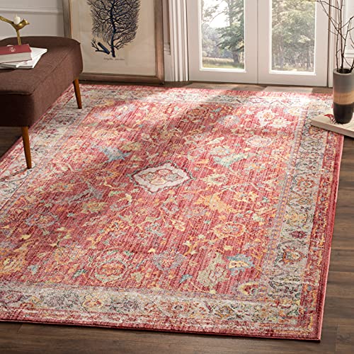 SAFAVIEH Bristol Collection 2'3" x 8' Rose / Light Grey BTL361R Boho Chic Oriental Distressed Runner Rug