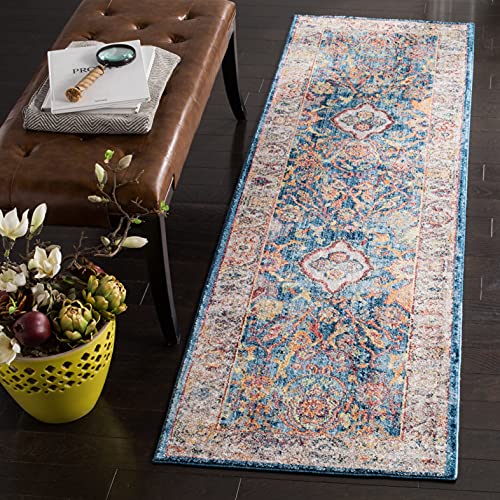 SAFAVIEH Bristol Collection 2'3" x 8' Rose / Light Grey BTL361R Boho Chic Oriental Distressed Runner Rug