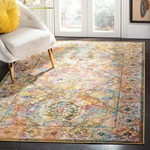 safavieh crystal collection 8′ x 10′ light blue/orange crs516a boho chic oriental distressed non-shedding living room bedroom dining home office area rug