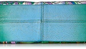 Anna by Anuschka Women's Genuine Leather Medium Multi-Compartment Crossbody | Hand Painted Original Artwork | Midnight Peacock