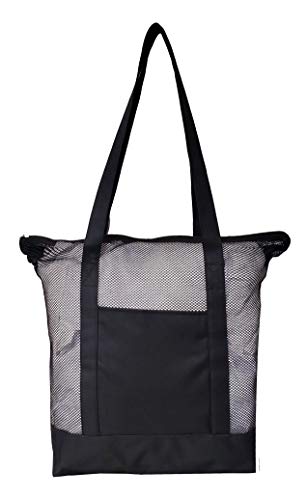 Mesh Beach Tote Bag Black - Good for the Beach - 18 in X 18 in X 5.5 In