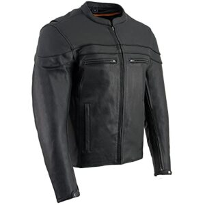 milwaukee leather sh1408 men’s sporty crossover vented black motorcycle leather scooter jacket – x-large