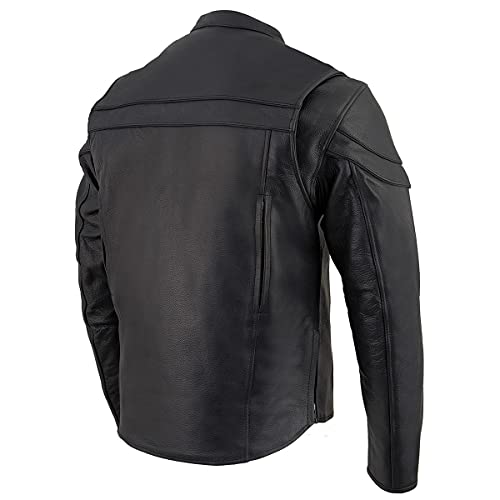 Milwaukee Leather SH1408 Men's Sporty Crossover Vented Black Motorcycle Leather Scooter Jacket - X-Large