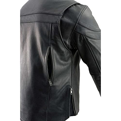 Milwaukee Leather SH1408 Men's Sporty Crossover Vented Black Motorcycle Leather Scooter Jacket - X-Large