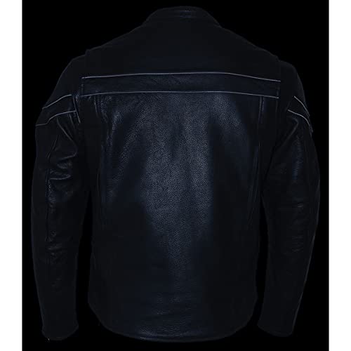 Milwaukee Leather SH1408 Men's Sporty Crossover Vented Black Motorcycle Leather Scooter Jacket - X-Large