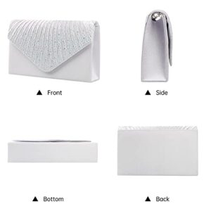 Jubileens Ladies Large Evening Satin Bridal Diamante Ladies Clutch Bag Party Prom Envelope (Silver) Small