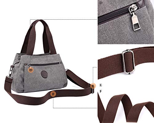 Chikencall® Women Hobo Handbags Casual Canvas Vintage Crossbody Bag Daily Multi Compartment Purses Shoulder Tote Shopper Bag