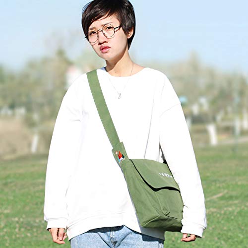 Togood Literary Canvas Crossbody Bag Casual Shoulder Bag Hobo Bags Fashion Simple Student Bag for girls (Green)