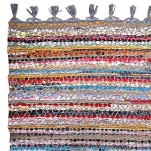 100% Cotton Rag Rug 24x36 - Multicolor Chindi Rug - Hand Woven & Reversible for Living Room Kitchen Entryway Rug -Multi Color