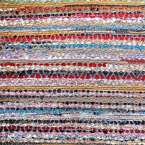 100% Cotton Rag Rug 24x36 - Multicolor Chindi Rug - Hand Woven & Reversible for Living Room Kitchen Entryway Rug -Multi Color