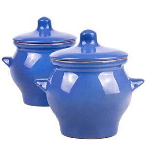 stoneware ramekin (set of 2) – clay pots for cooking (blue)