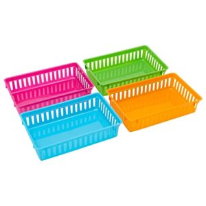 Bright Creations Classroom Storage Bins Baskets, Small Plastic Organizer (10.25 x 6.5 In, 8 Pack)