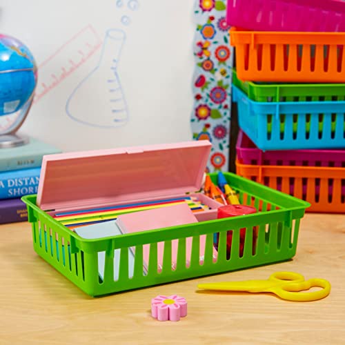 Bright Creations Classroom Storage Bins Baskets, Small Plastic Organizer (10.25 x 6.5 In, 8 Pack)