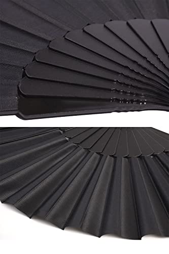 HUNANBANG HNB 1 Dozen 12 Pieces Folding Hand Fans Japanese Chinese Vintage Fans for Dancing Cosplay Wedding Party Decoration Gift Size 9" Wholesale (Black 12 Pack)