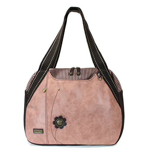 Chala Handbags Dust Rose Shoulder Purse Tote Bag with Key Fob/Coin Purse - Dusty Rose (LaZzy Cat - Dusty Rose)