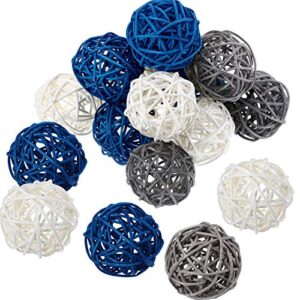 15 pieces vase filler rattan balls decorative for craft, party, wedding table decoration, baby shower, aromatherapy accessories, 1.8 inch (blue gray white)