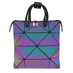 luminous changeable shape geometric women shoulder bag, premium reflective purses top handle satchel large handbags holographic (luminous)