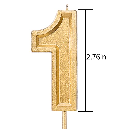 LUTER 2.76 Inches Large Birthday Candles Gold Glitter Birthday Cake Candles Number Candles Cake Topper Decoration for Wedding Party Kids Adults (1)