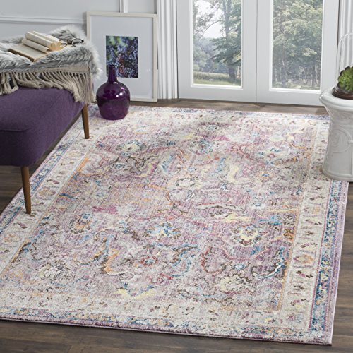 SAFAVIEH Bristol Collection 8' x 10' Lavender / Light Grey BTL357P Boho Chic Oriental Distressed Area Rug