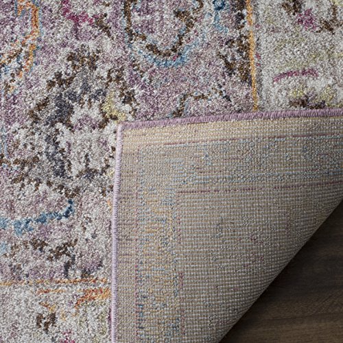 SAFAVIEH Bristol Collection 8' x 10' Lavender / Light Grey BTL357P Boho Chic Oriental Distressed Area Rug