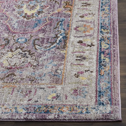 SAFAVIEH Bristol Collection 8' x 10' Lavender / Light Grey BTL357P Boho Chic Oriental Distressed Area Rug