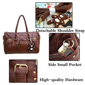 Women Retro Handbags and Purses PU Top-handle Shoulder Bag Totes Satchels