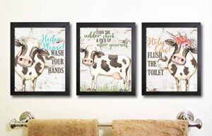 silly goose gifts heifer please! wash your hands – fun bathroom rustic farmhouse decor cow wall art prints wood country style watercolor design