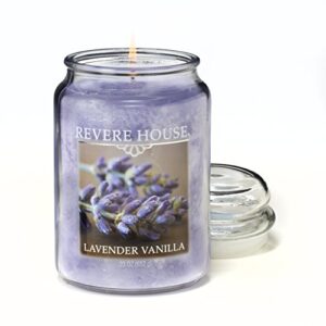 candle-lite revere house scented lavender vanilla single wick 23oz large glass jar candle, fresh aromatic fragrance