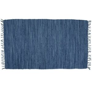 bristol blue hand woven rag rug, 24 inches x 36 inches, 100% cotton