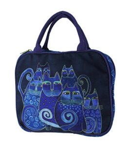 laurel burch indigo cats cotton cosmetics travel tote