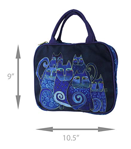 Laurel Burch Indigo Cats Cotton Cosmetics Travel Tote