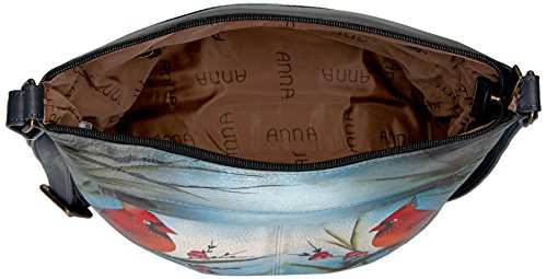 Anna by Anuschka Women's Genuine Leather Medium Crossbody with External Zipper Pocket | Hand Painted Original Artwork | Northern Cardinal