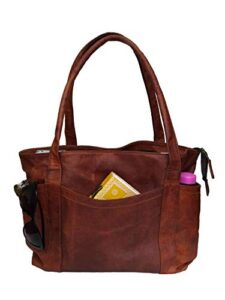 madosh vintage genuine leather womens tote style shoulder handbag valentine gift shopper brown 16” bag