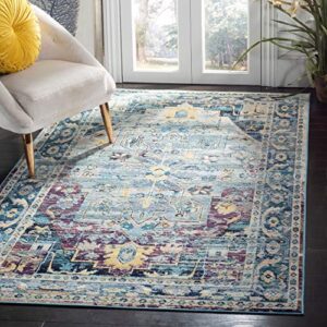 safavieh crystal collection 8′ x 10′ teal / purple crs503d boho chic oriental medallion distressed non-shedding living room bedroom dining home office area rug