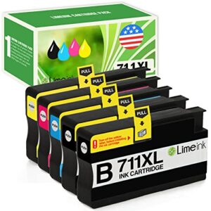 limeink compatible ink cartridges replacement for hp 711 ink cartridge ink for hp t120 for hp designjet t120 ink t520 ink 711xl 711 magenta black cyan yellow (5 pack)