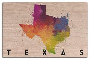 texas, state abstract watercolor birch wood wall sign (12×18 rustic home decor, ready to hang art)